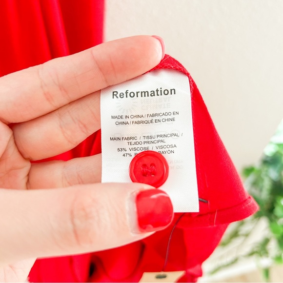 Reformation | Red Tayler Midi Dress Size 4 Sweetheart Neck Ties Back - Picture 8 of 9